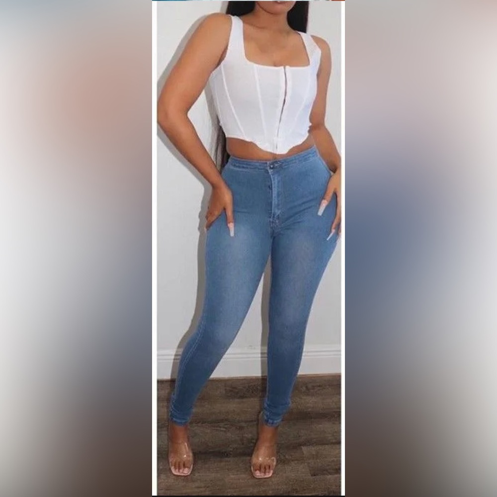 White Corset Crop Top, Size L, NWT
